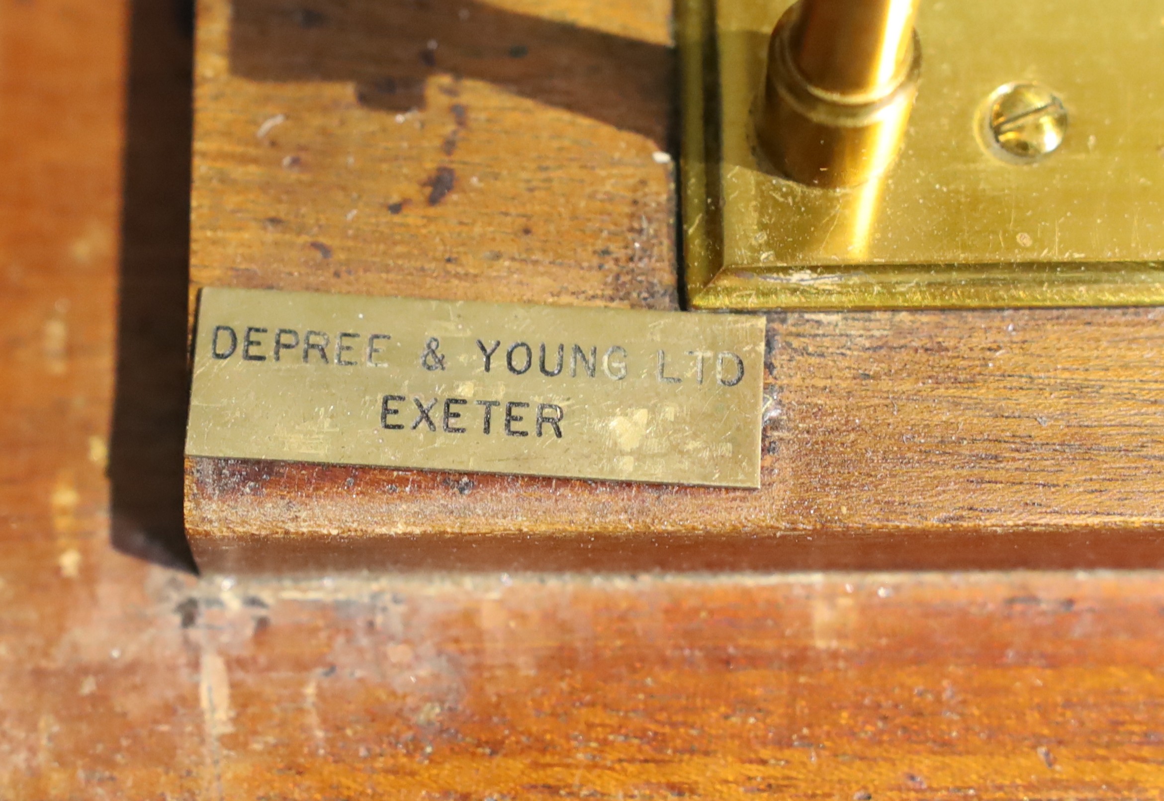 An early 20th century mahogany cased barograph by Depree & Yound Ltd Exeter, case width 35 cms.